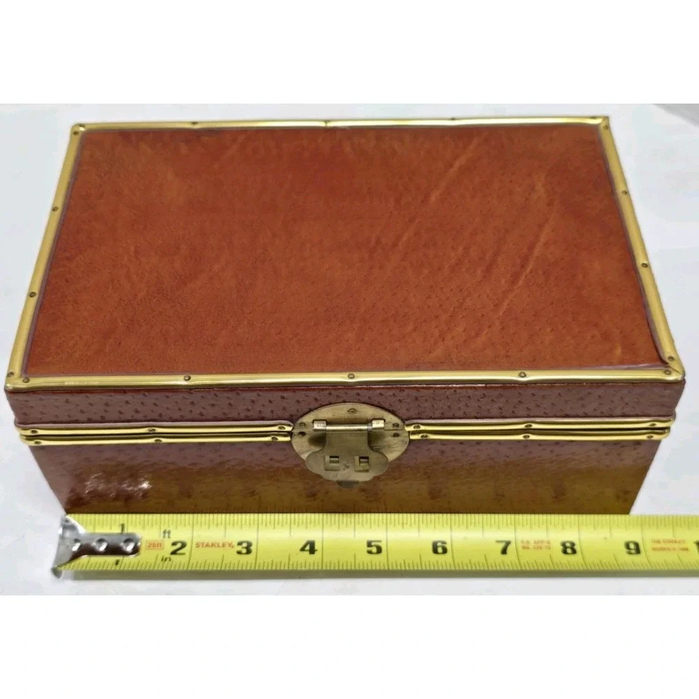 Chinese Leather Covered Trinket‎ Box With Sticker Jewelry Box